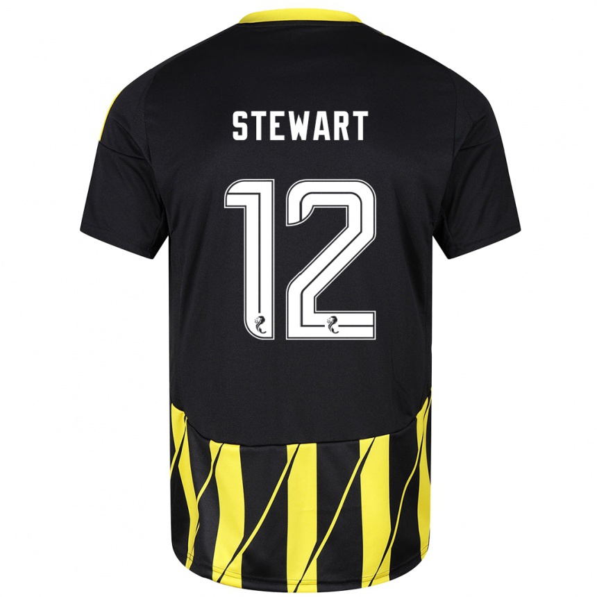 Damen Fußball Hannah Stewart #12 Schwarz Gelb Auswärtstrikot Trikot 2024/25 T-Shirt Luxemburg