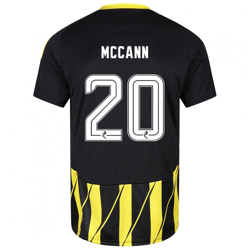 Damen Fußball Annalisa Mccann #20 Schwarz Gelb Auswärtstrikot Trikot 2024/25 T-Shirt Luxemburg