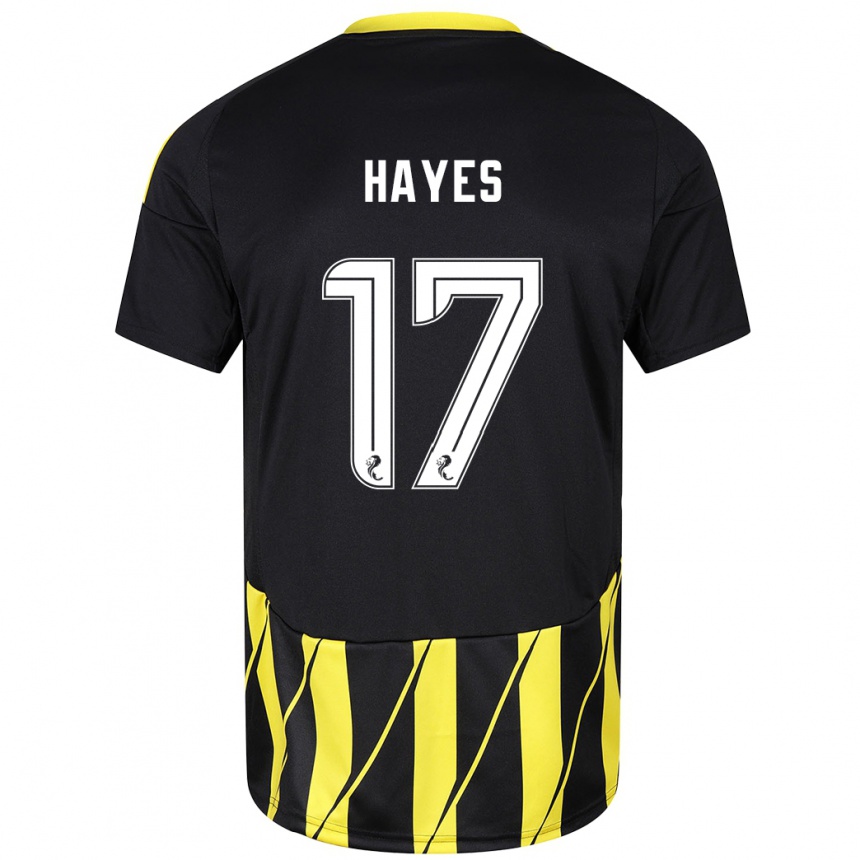 Damen Fußball Jonny Hayes #17 Schwarz Gelb Auswärtstrikot Trikot 2024/25 T-Shirt Luxemburg