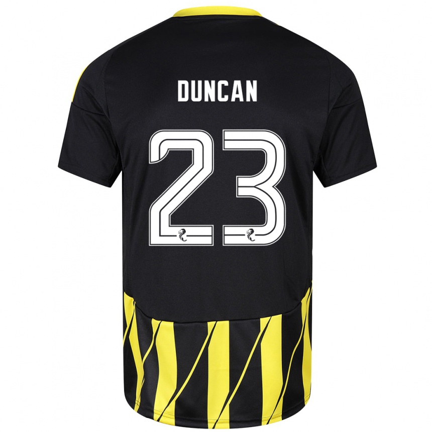 Damen Fußball Ryan Duncan #23 Schwarz Gelb Auswärtstrikot Trikot 2024/25 T-Shirt Luxemburg