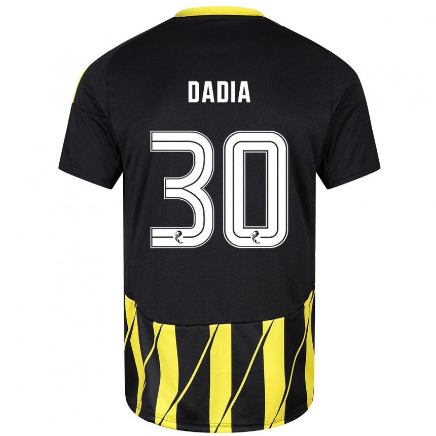 Damen Fußball Or Dadia #30 Schwarz Gelb Auswärtstrikot Trikot 2024/25 T-Shirt Luxemburg