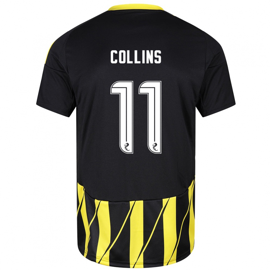 Damen Fußball Bailley Collins #11 Schwarz Gelb Auswärtstrikot Trikot 2024/25 T-Shirt Luxemburg