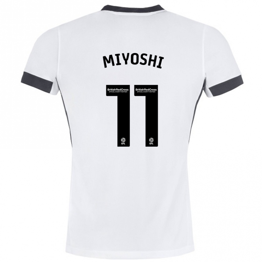 Damen Fußball Koji Miyoshi #11 Weiß Schwarz Auswärtstrikot Trikot 2024/25 T-Shirt Luxemburg