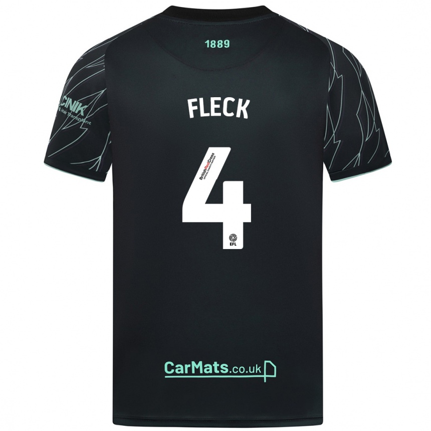 Damen Fußball John Fleck #4 Schwarz Grün Auswärtstrikot Trikot 2024/25 T-Shirt Luxemburg