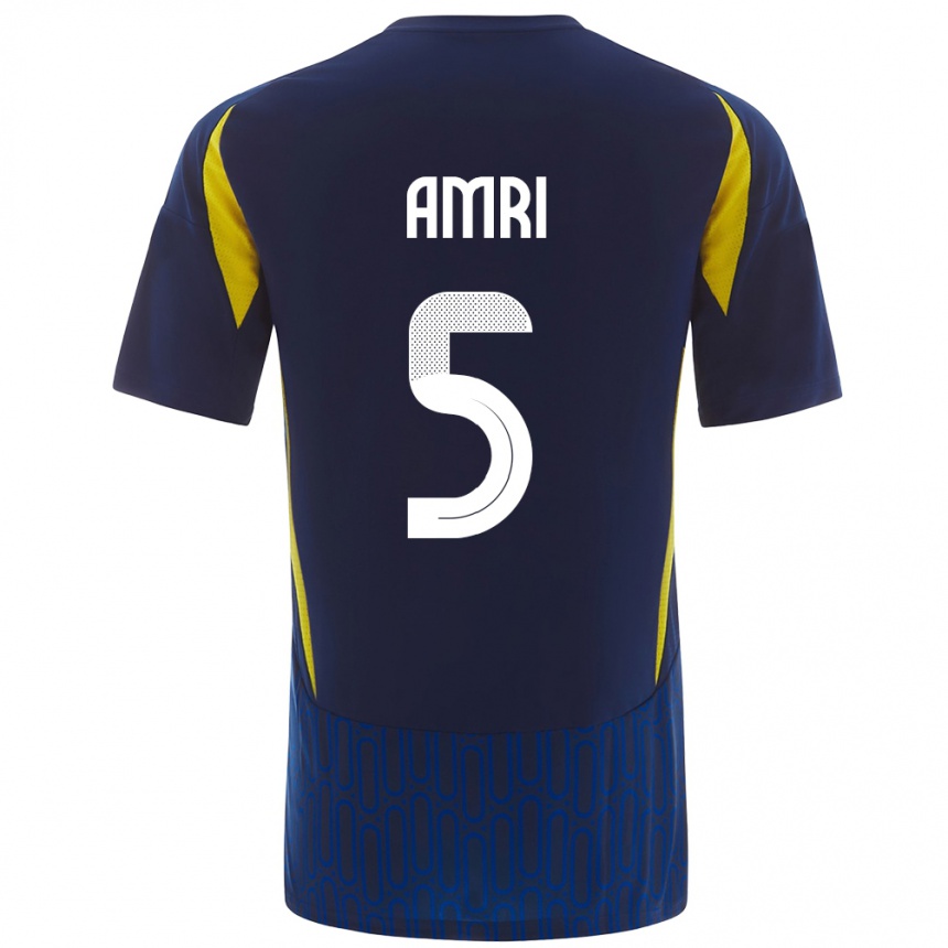 Damen Fußball Abdulelah Al-Amri #5 Blau Gelb Auswärtstrikot Trikot 2024/25 T-Shirt Luxemburg