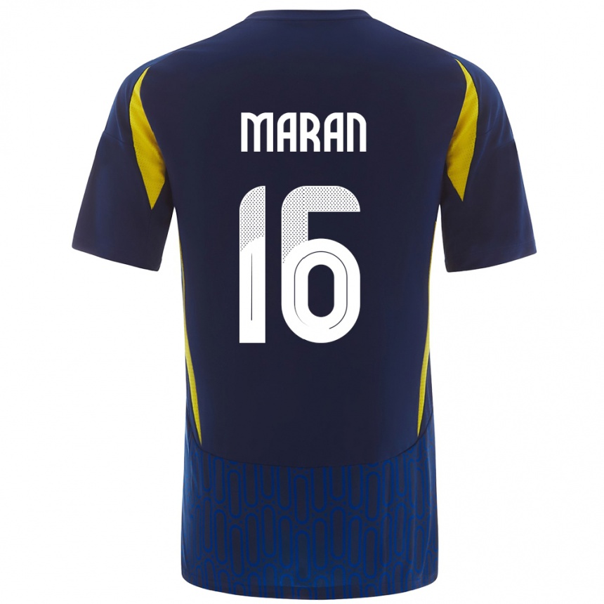 Damen Fußball Mohammed Maran #16 Blau Gelb Auswärtstrikot Trikot 2024/25 T-Shirt Luxemburg