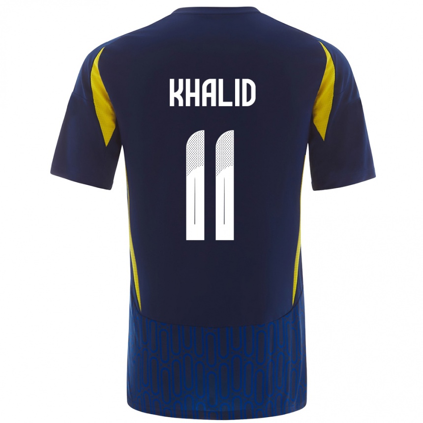 Damen Fußball Khalid Al-Ghannam #11 Blau Gelb Auswärtstrikot Trikot 2024/25 T-Shirt Luxemburg