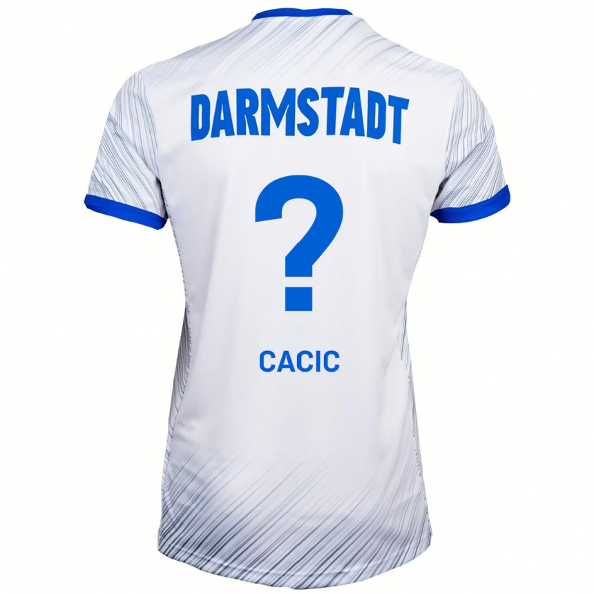 Damen Fußball Antonio Cacic #0 Weiß Blau Auswärtstrikot Trikot 2024/25 T-Shirt Luxemburg