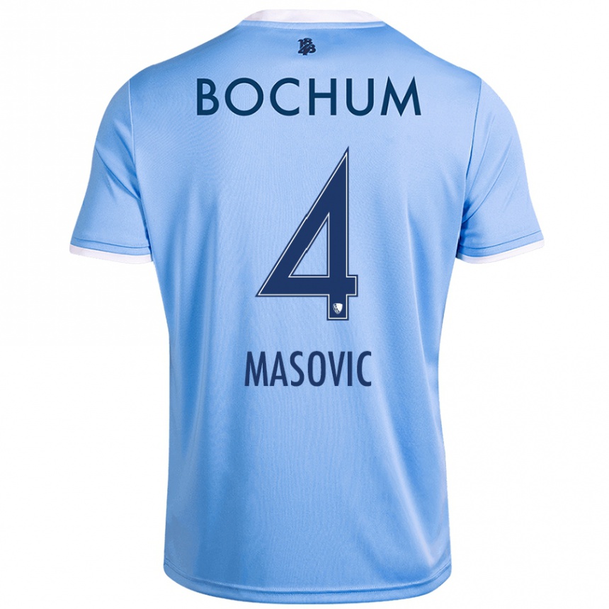 Damen Fußball Erhan Masovic #4 Himmelblau Auswärtstrikot Trikot 2024/25 T-Shirt Luxemburg