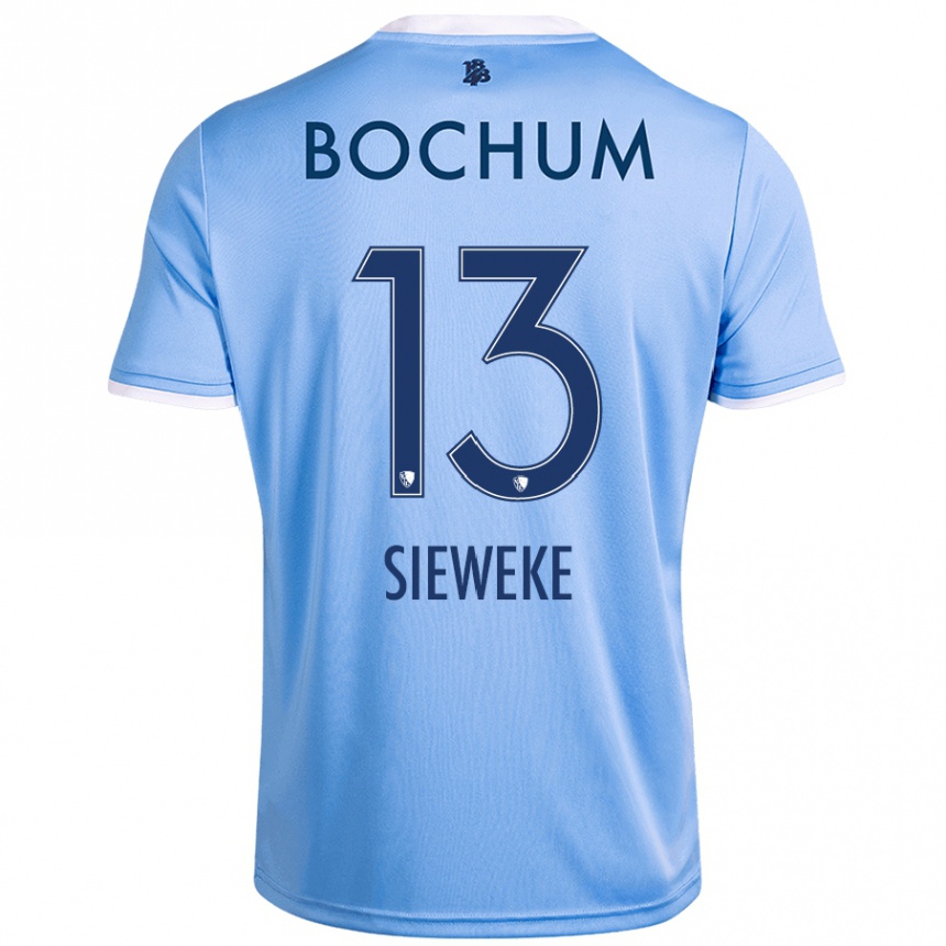 Damen Fußball Henri Sieweke #13 Himmelblau Auswärtstrikot Trikot 2024/25 T-Shirt Luxemburg