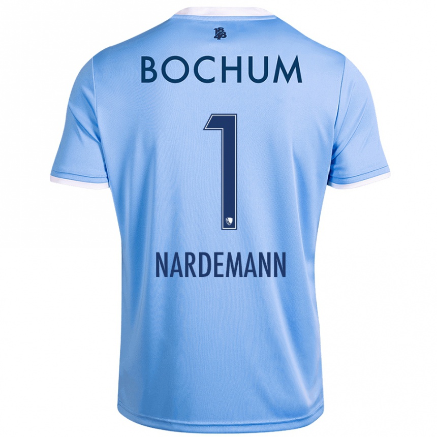 Damen Fußball Kari Närdemann #1 Himmelblau Auswärtstrikot Trikot 2024/25 T-Shirt Luxemburg