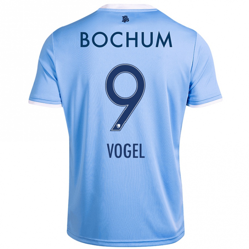 Damen Fußball Alessandra Vogel #9 Himmelblau Auswärtstrikot Trikot 2024/25 T-Shirt Luxemburg