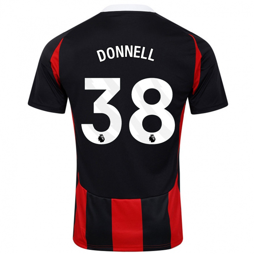 Damen Fußball Chris Donnell #38 Schwarz Rot Auswärtstrikot Trikot 2024/25 T-Shirt Luxemburg