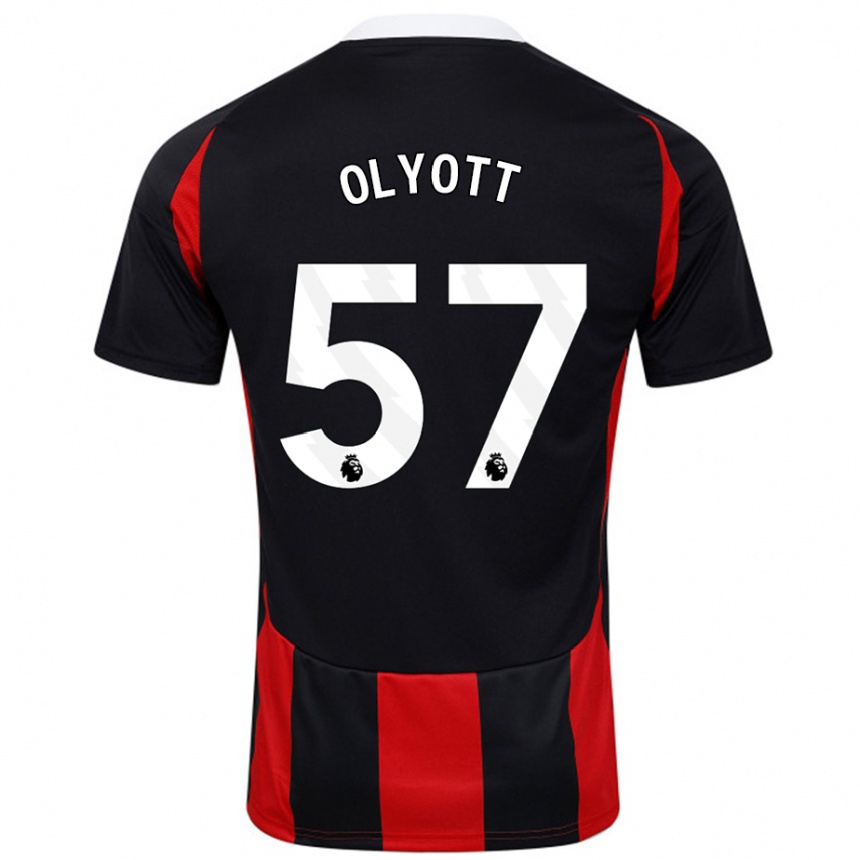 Damen Fußball Tom Olyott #57 Schwarz Rot Auswärtstrikot Trikot 2024/25 T-Shirt Luxemburg