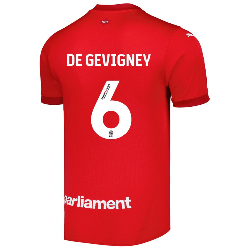 Kinder Fußball Maël De Gevigney #6 Rot Heimtrikot Trikot 2024/25 T-Shirt Luxemburg