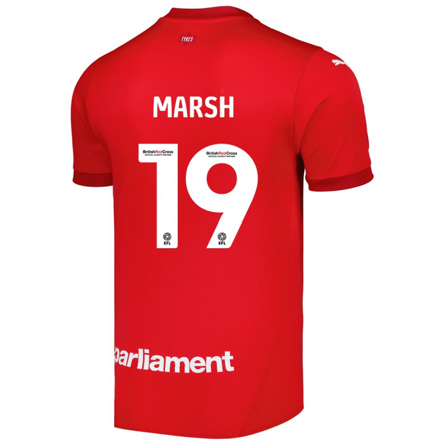 Kinder Fußball Aiden Marsh #19 Rot Heimtrikot Trikot 2024/25 T-Shirt Luxemburg