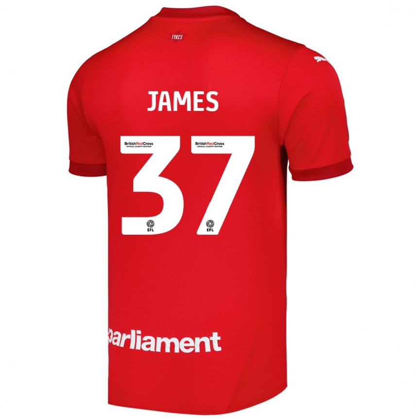 Kinder Fußball Nathan James #37 Rot Heimtrikot Trikot 2024/25 T-Shirt Luxemburg