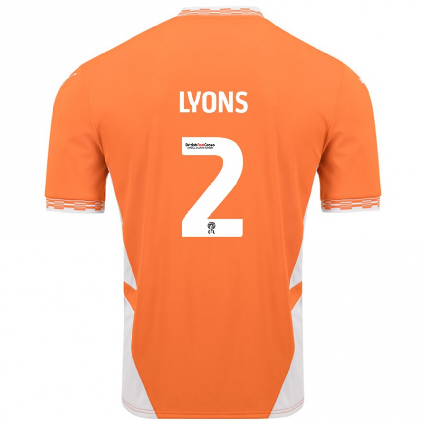 Kinder Fußball Andy Lyons #2 Orange Weiß Heimtrikot Trikot 2024/25 T-Shirt Luxemburg