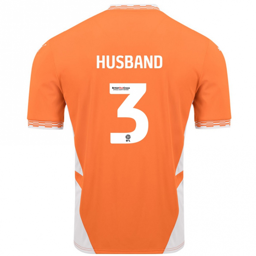 Kinder Fußball James Husband #3 Orange Weiß Heimtrikot Trikot 2024/25 T-Shirt Luxemburg