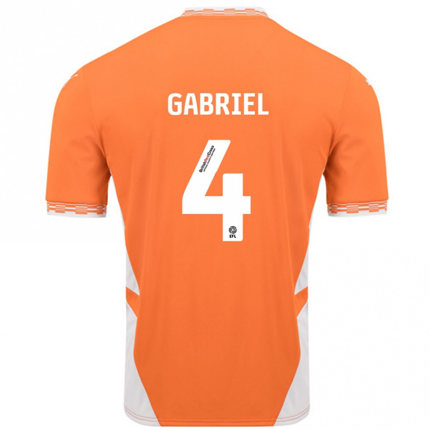 Kinder Fußball Jordan Lawrence-Gabriel #4 Orange Weiß Heimtrikot Trikot 2024/25 T-Shirt Luxemburg