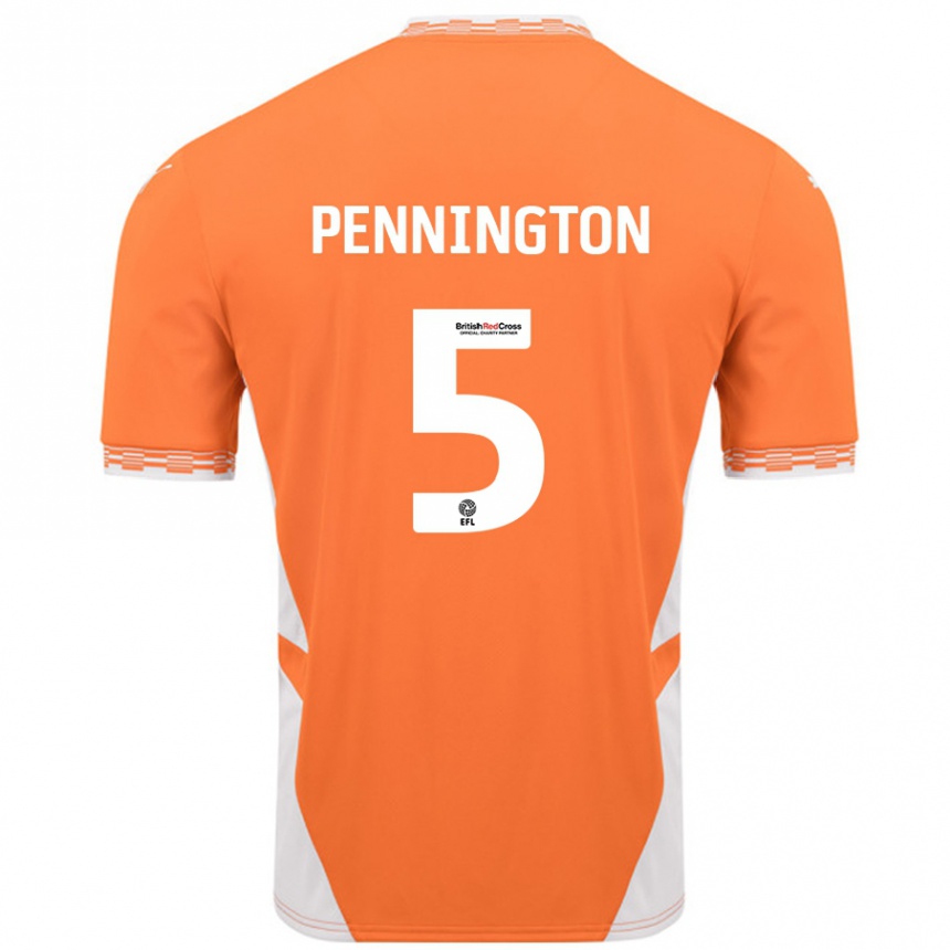 Kinder Fußball Matthew Pennington #5 Orange Weiß Heimtrikot Trikot 2024/25 T-Shirt Luxemburg