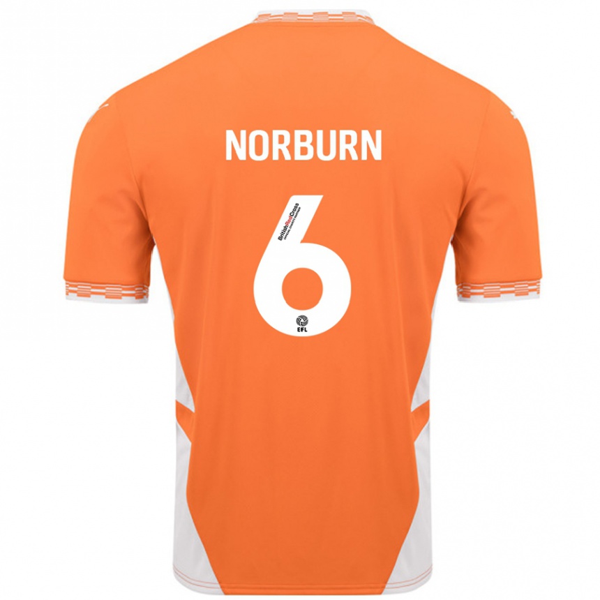 Kinder Fußball Oliver Norburn #6 Orange Weiß Heimtrikot Trikot 2024/25 T-Shirt Luxemburg