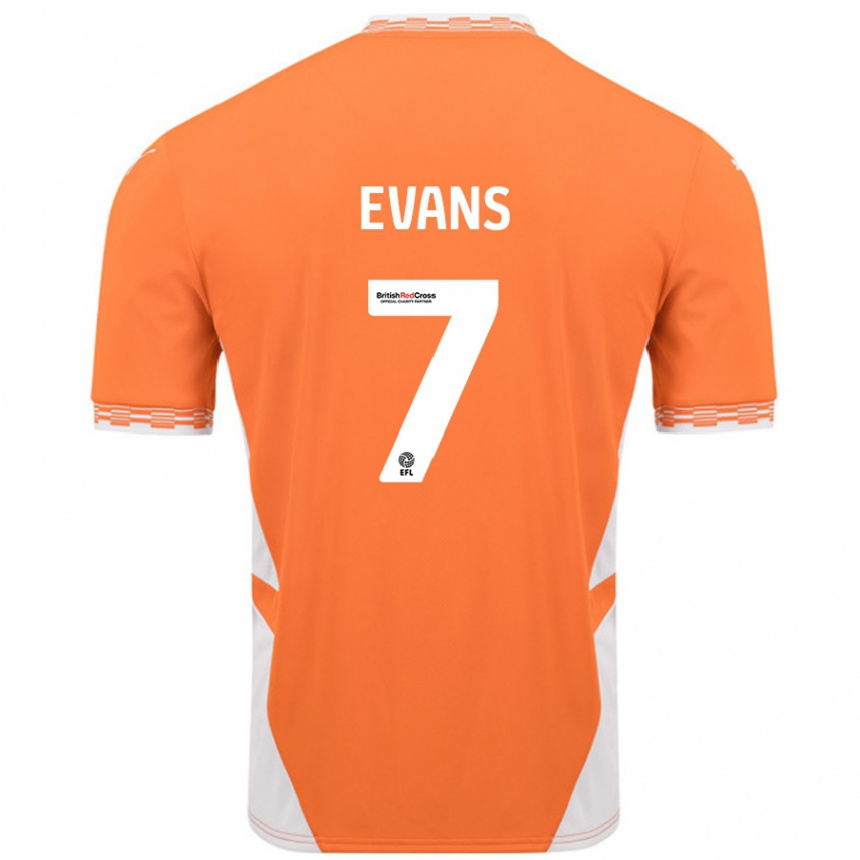 Kinder Fußball Lee Evans #7 Orange Weiß Heimtrikot Trikot 2024/25 T-Shirt Luxemburg