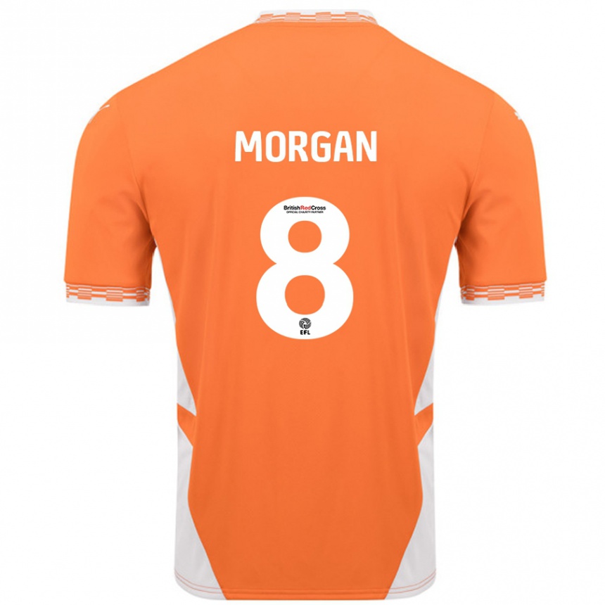 Kinder Fußball Albie Morgan #8 Orange Weiß Heimtrikot Trikot 2024/25 T-Shirt Luxemburg