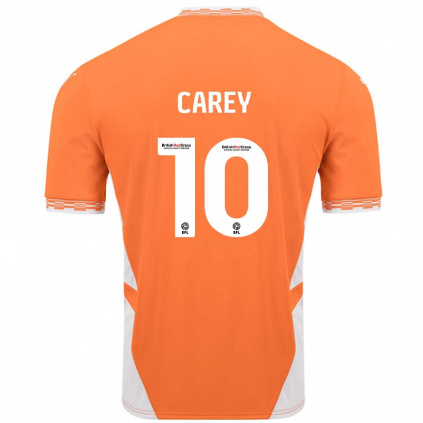 Kinder Fußball Sonny Carey #10 Orange Weiß Heimtrikot Trikot 2024/25 T-Shirt Luxemburg