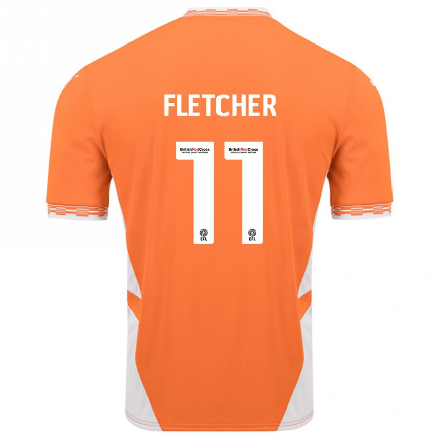 Kinder Fußball Ashley Fletcher #11 Orange Weiß Heimtrikot Trikot 2024/25 T-Shirt Luxemburg