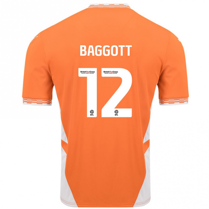 Kinder Fußball Elkan Baggott #12 Orange Weiß Heimtrikot Trikot 2024/25 T-Shirt Luxemburg