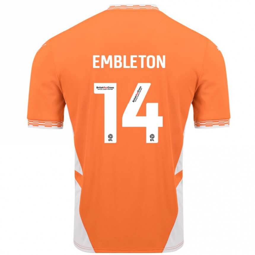 Kinder Fußball Elliot Embleton #14 Orange Weiß Heimtrikot Trikot 2024/25 T-Shirt Luxemburg