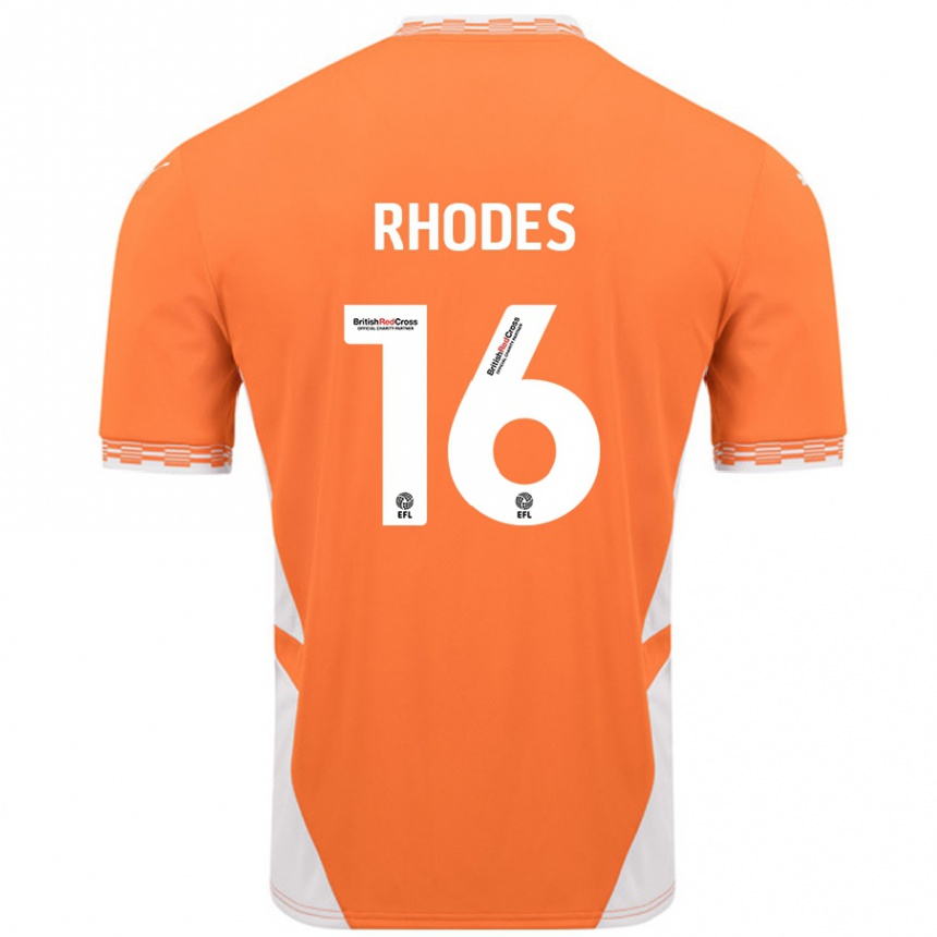 Kinder Fußball Jordan Rhodes #16 Orange Weiß Heimtrikot Trikot 2024/25 T-Shirt Luxemburg