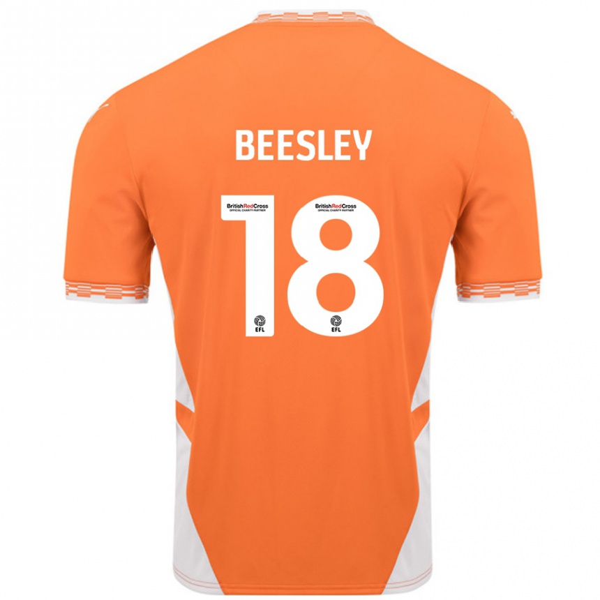 Kinder Fußball Jake Beesley #18 Orange Weiß Heimtrikot Trikot 2024/25 T-Shirt Luxemburg