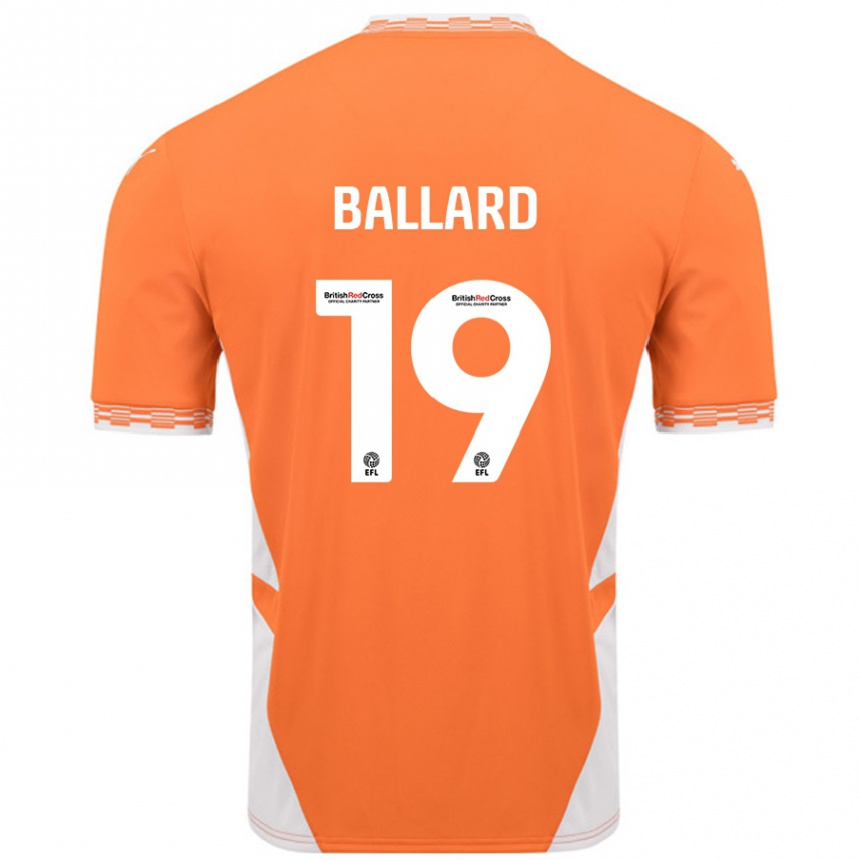 Kinder Fußball Dom Ballard #19 Orange Weiß Heimtrikot Trikot 2024/25 T-Shirt Luxemburg