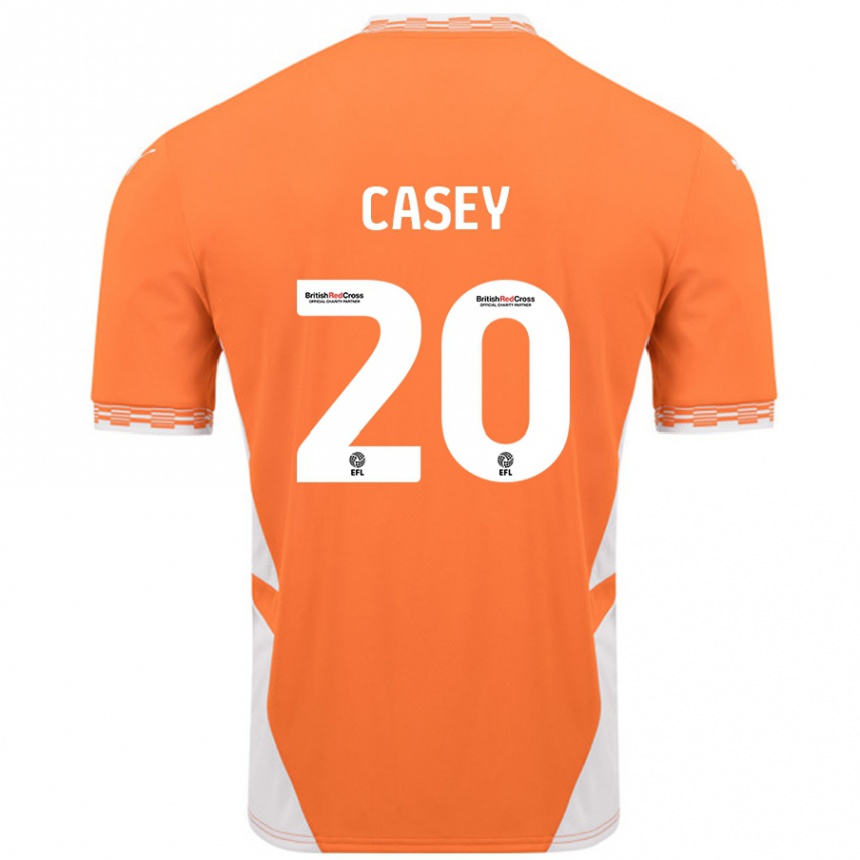 Kinder Fußball Oliver Casey #20 Orange Weiß Heimtrikot Trikot 2024/25 T-Shirt Luxemburg