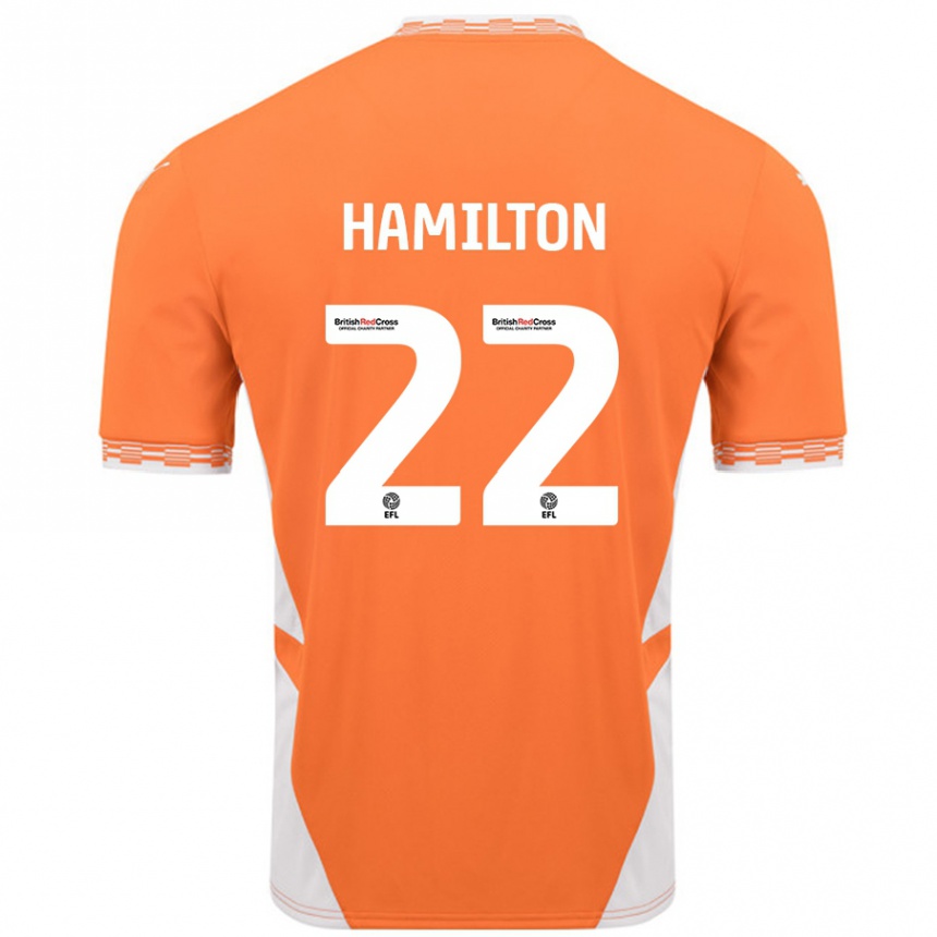 Kinder Fußball Cj Hamilton #22 Orange Weiß Heimtrikot Trikot 2024/25 T-Shirt Luxemburg