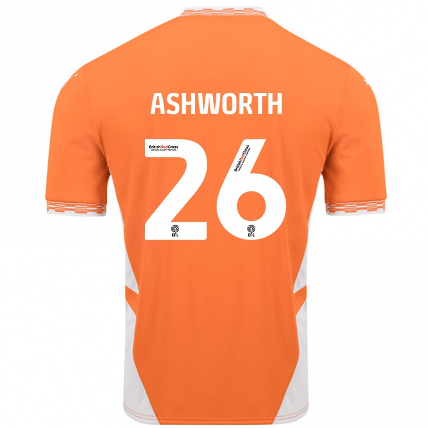 Kinder Fußball Zac Ashworth #26 Orange Weiß Heimtrikot Trikot 2024/25 T-Shirt Luxemburg