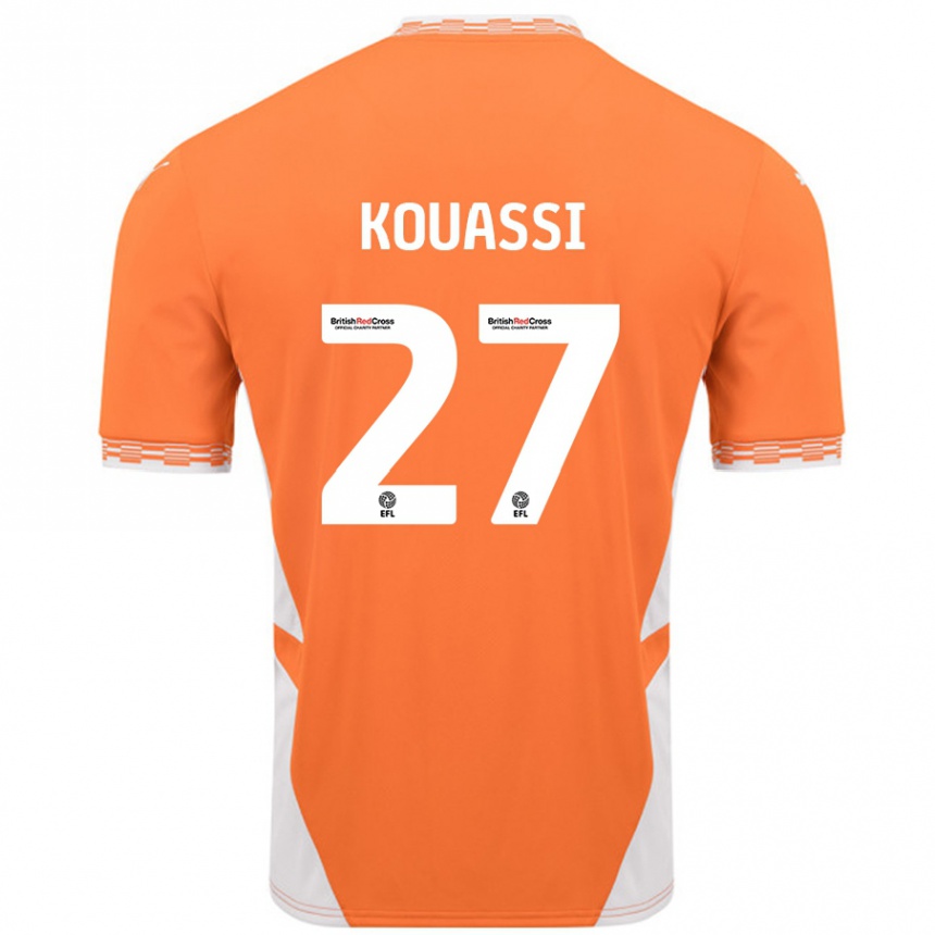 Kinder Fußball Kylian Kouassi #27 Orange Weiß Heimtrikot Trikot 2024/25 T-Shirt Luxemburg