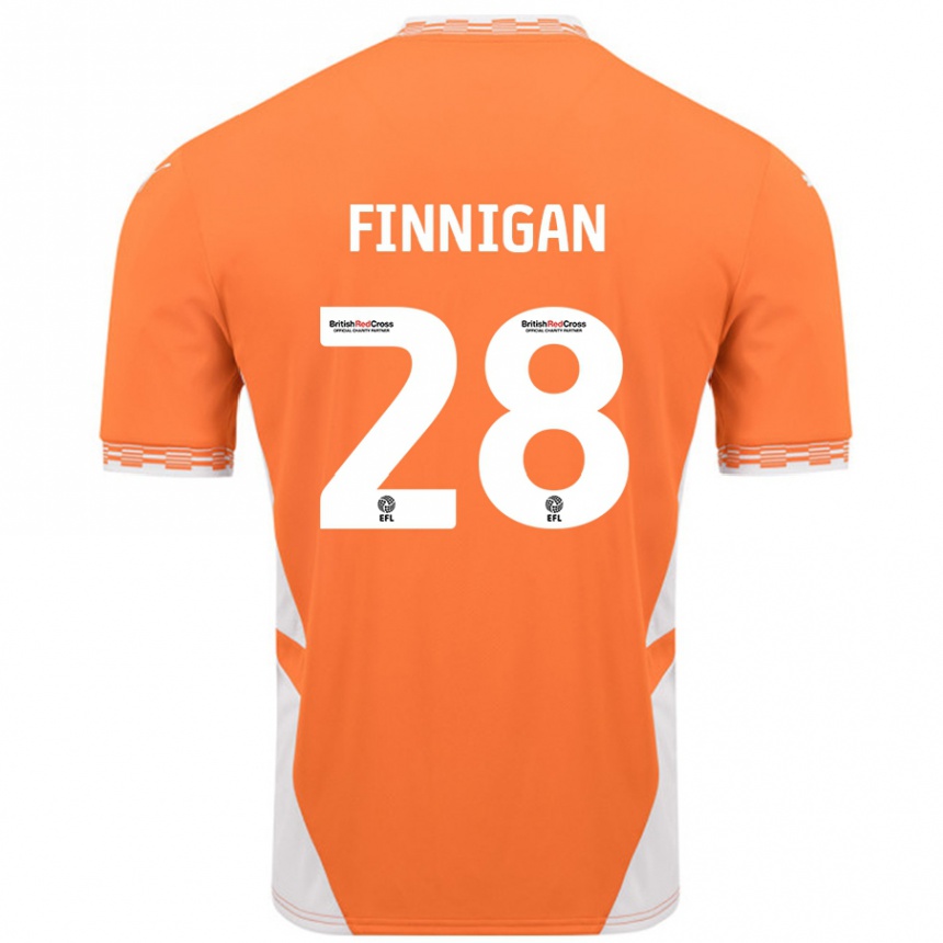 Kinder Fußball Ryan Finnigan #28 Orange Weiß Heimtrikot Trikot 2024/25 T-Shirt Luxemburg