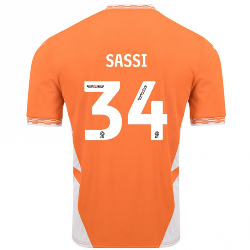 Kinder Fußball Dan Sassi #34 Orange Weiß Heimtrikot Trikot 2024/25 T-Shirt Luxemburg