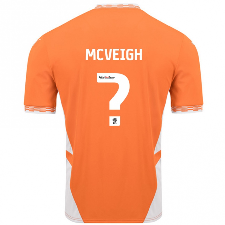 Kinder Fußball Conor Mcveigh #0 Orange Weiß Heimtrikot Trikot 2024/25 T-Shirt Luxemburg