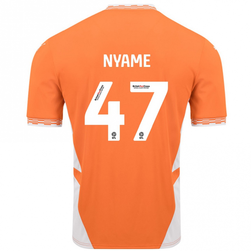 Kinder Fußball Josh Nyame #47 Orange Weiß Heimtrikot Trikot 2024/25 T-Shirt Luxemburg