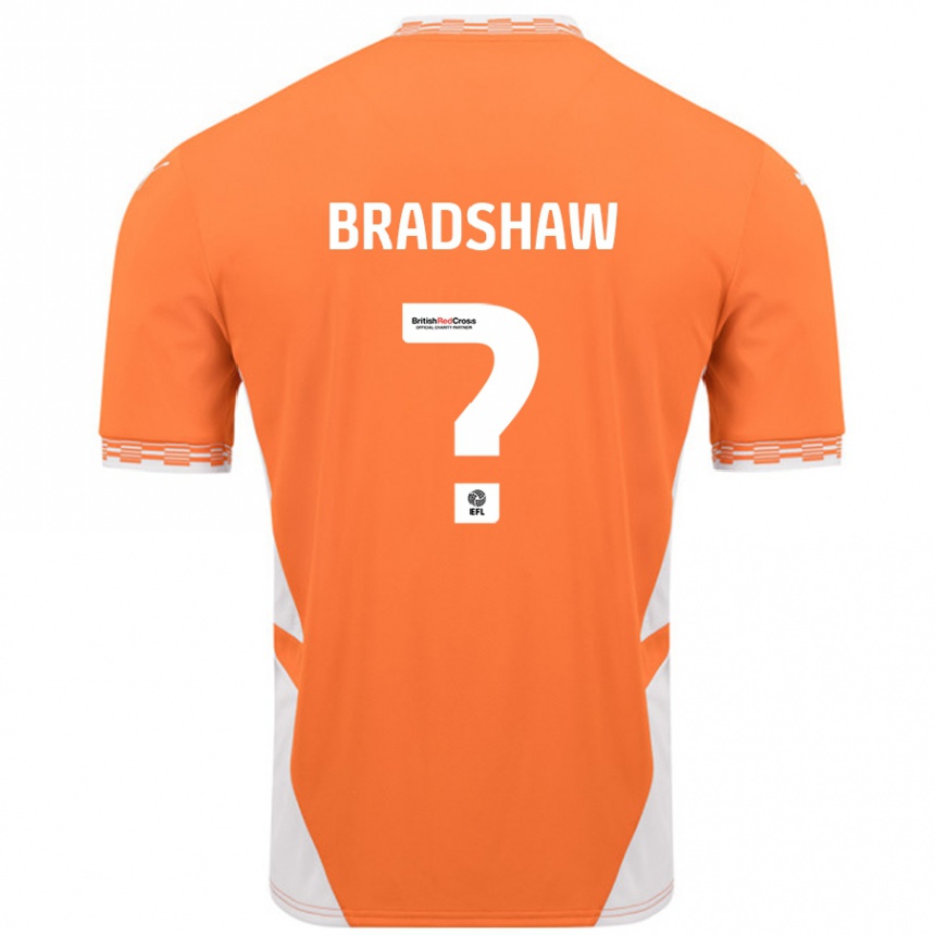 Kinder Fußball Ashleigh Bradshaw #0 Orange Weiß Heimtrikot Trikot 2024/25 T-Shirt Luxemburg