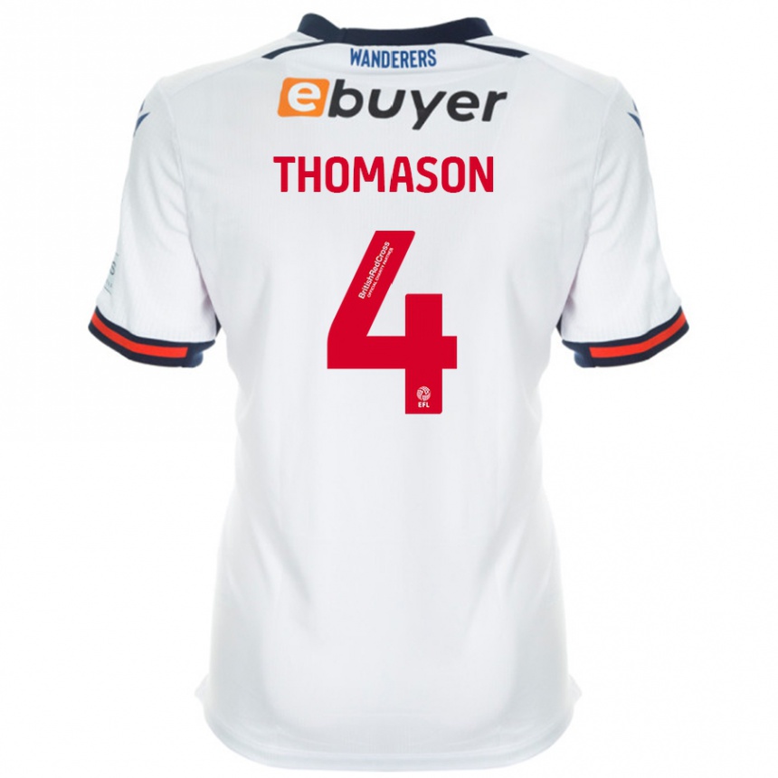 Kinder Fußball George Thomason #4 Weiß Heimtrikot Trikot 2024/25 T-Shirt Luxemburg