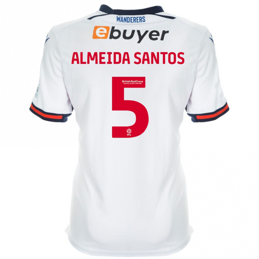 Kinder Fußball Ricardo Santos #5 Weiß Heimtrikot Trikot 2024/25 T-Shirt Luxemburg