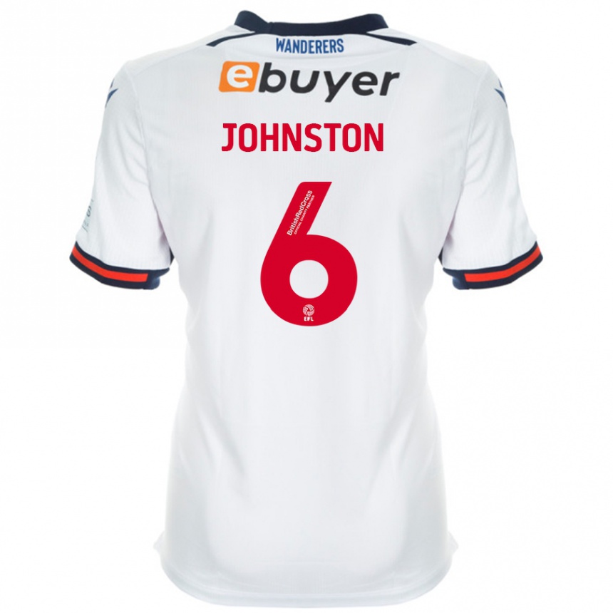 Kinder Fußball George Johnston #6 Weiß Heimtrikot Trikot 2024/25 T-Shirt Luxemburg