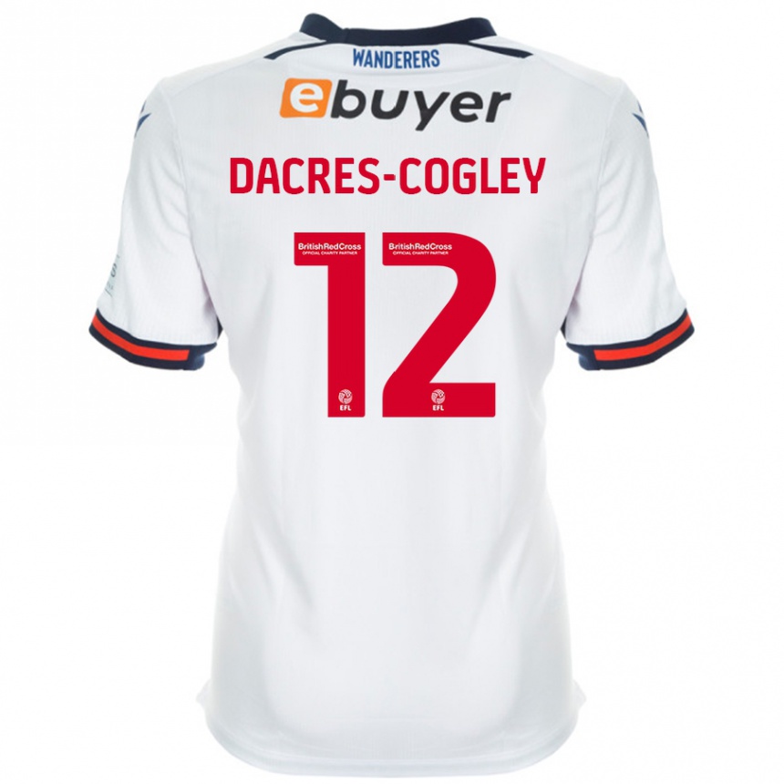 Kinder Fußball Josh Dacres-Cogley #12 Weiß Heimtrikot Trikot 2024/25 T-Shirt Luxemburg