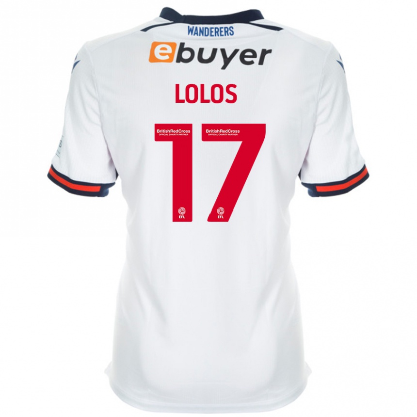 Kinder Fußball Klaidi Lolos #17 Weiß Heimtrikot Trikot 2024/25 T-Shirt Luxemburg