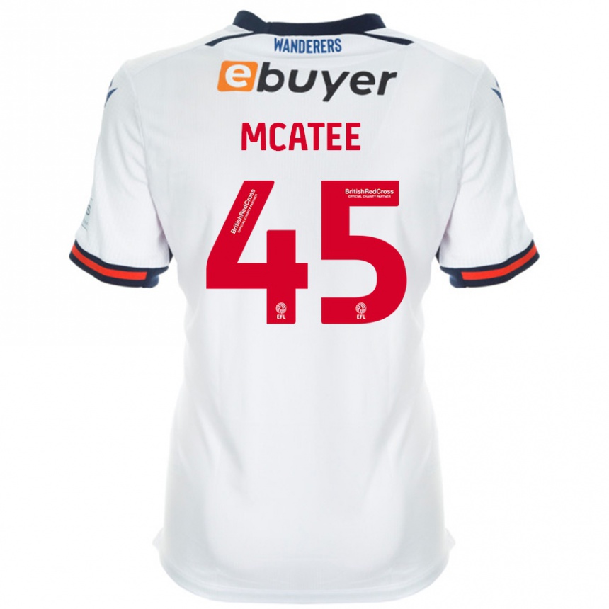 Kinder Fußball John Mcatee #45 Weiß Heimtrikot Trikot 2024/25 T-Shirt Luxemburg